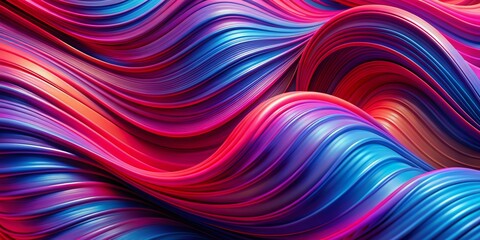 Fototapeta premium Vibrant wavy plastic abstract wallpaper background features swirling patterns in bold red, blue, pink, and purple hues, creating a mesmerizing futuristic visual effect.