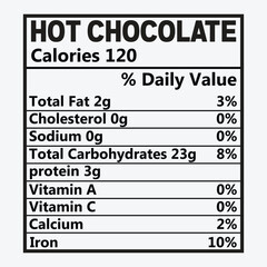 Hot Chocolate Christmas Nutrition Facts SVG Design