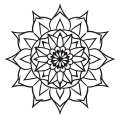 abstract  wild Mandela design pg, adult anti-stress coloring page in line art, floral pattern coloring sheet.