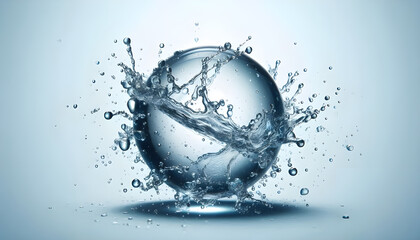 Close-up water drop splash on white background