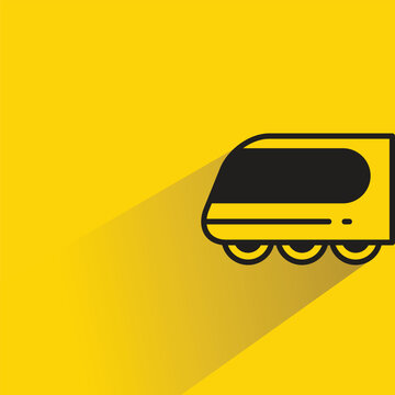 speed train icon with shadow on yellow background