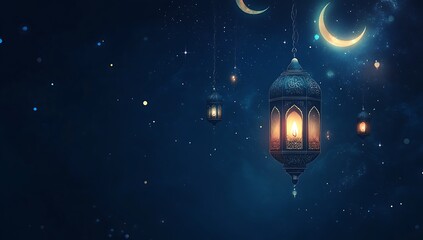 Fototapeta premium Eid Mubarak and Ramadan Kareem greetings with an Islamic background