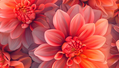 Obraz premium Vibrant coral flowers in full bloom, showcasing intricate petals and a stunning gradient of warm tones.