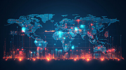 Obraz premium Illustration of a World Map Highlighting Major Trade Routes Originating from China Connecting to Various Continents
