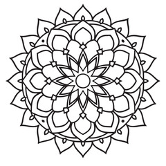 abstract  wild Mandela design pg, adult anti-stress coloring page in line art, floral pattern coloring sheet.