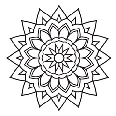 abstract  wild Mandela design pg, adult anti-stress coloring page in line art, floral pattern coloring sheet.
