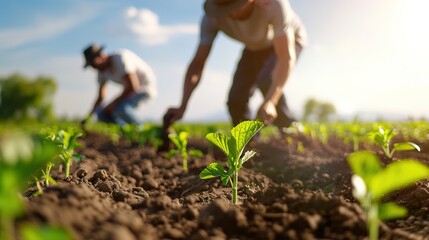 Embracing Spring: Farmers Cultivating Fields for Renewal and Growth