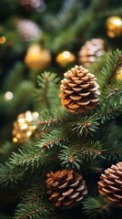 Fototapeta premium Pine Cones Material Structure Background - Generative AI