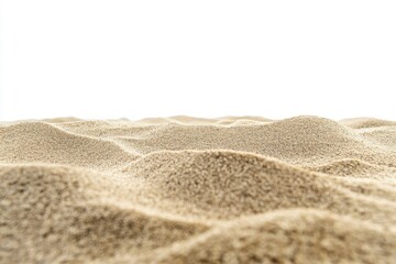 beach sand on white isolated background, front view with generative ai