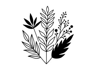 Simple and Elegant Botanical Line Art: Perfect for Graphic Design and Printing