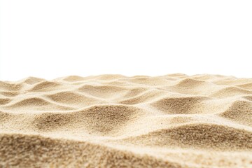 beach sand on white isolated background, front view with generative ai