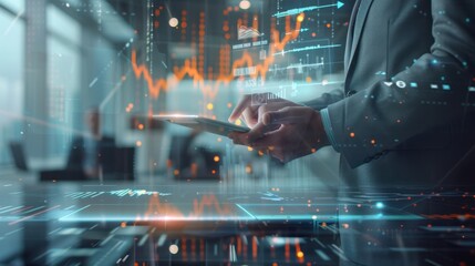 The businessman analyzing data