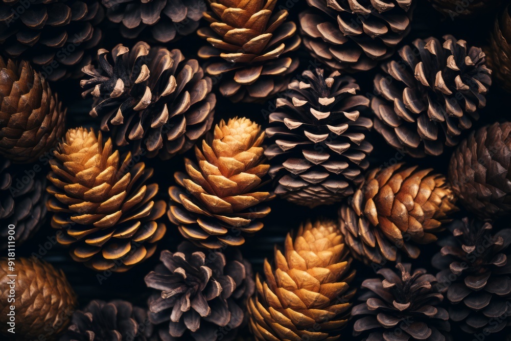 Wall mural Pine Cones Material Structure Background - Generative AI