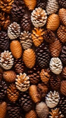 Obraz premium Pine Cones Material Structure Background - Generative AI