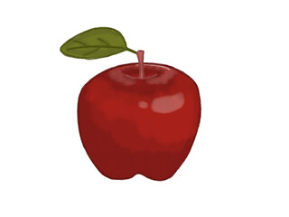 red apple with leaf