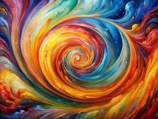 Vibrant oil on canvas artwork featuring a mesmerizing blend of swirling colors, bold brushstrokes, and textured layers, perfect for artistic backgrounds and designs.