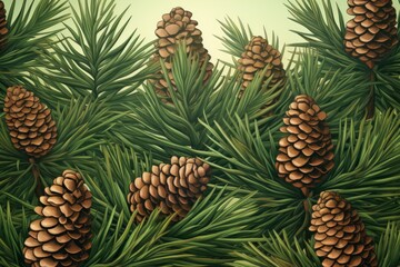 Fototapeta premium Pine Cones Material Structure Background - Generative AI