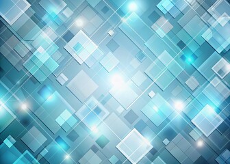 Vibrant light blue and grey squares pattern background with modern abstract tech design, perfect for elegant banners, presentations, and digital media applications.