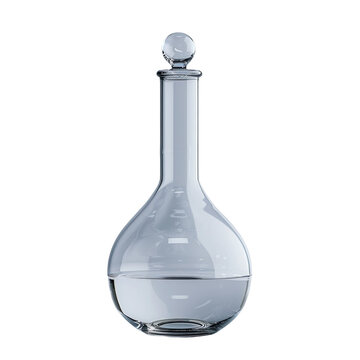 Front view of a single lab glassware Soxhlet extractor isolated on a white transparent background.