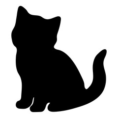 Little Cat black silhouette. Vector illustration 14