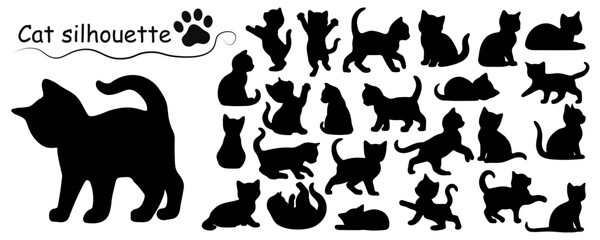 Little Cat silhouette set. Vector illustration © Tetiana
