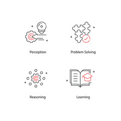 Machine Learning and AI Elements Vector Icons with Editable Stroke AI elements, artificial intelligence, neural networks, data science, technology,