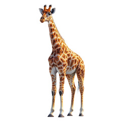 Naklejka premium A Giraffe standing isolated on a transparent background for web, banner, wallpaper