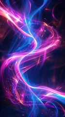 A colorful, swirling line of light with a blue and purple hue. The image is abstract and has a dreamy, otherworldly feel to it