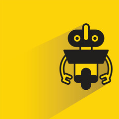 robot character with shadow on yellow background