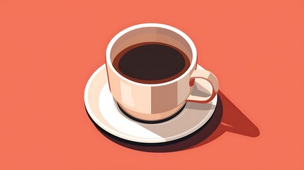 Fototapeta premium A cup of coffee isometric flat design, on a table, simple background