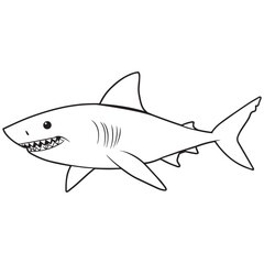 Obraz premium Hammerhead Shark Clipart, Hammerhead Shark Fish Outline, Shark silhouette, Shark Fish illustration black and white 