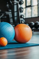 Fitness Equipment and Exercise Ball in Gym for Workout and Wellness Generative AI