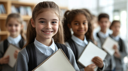 portrait of a smiling children in school uniform