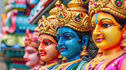 Fototapeta premium Colorful Hindu Traditional Deities Statues