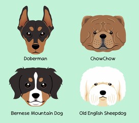 Big dog breed Face character icon illustration