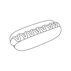 Hand drawn cartoon hotdog food Isolated on White