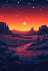 Illustration of monument valley in the style of art, using simple shapes, resembling 2d game art