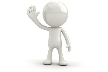 The character waving to his friend on the other side street.