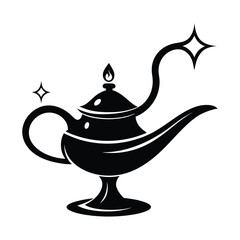 Aladdin Lamp Silhouette vector illustration.