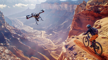 Aerial Perspective: Drone Captures Thrilling High-Altitude Mountain Biking