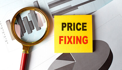PRICE FIXING text on sticky on chart background