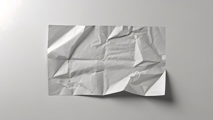 A blank white crumpled and creased paper poster, isolated on a black background.