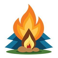 hand drawn campfire vector illustration, camping elements