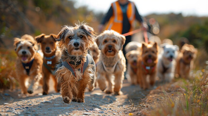 Volunteer Leading Dogs for Exercise