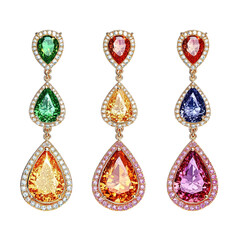 set of earrings with gems