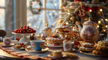 Fototapeta premium Holiday Table Decor for Christmas Celebration