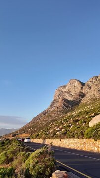 Western Cape South Africa. 30.05.2024.  Video. Scenic drive on coastal road R44 towards Gordons Bay.