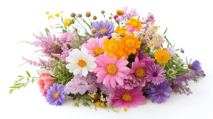 Tender and bright bouquet of mixed flowers, perfect for birthday celebrations or springtime themes, featuring soft and vibrant blooms.