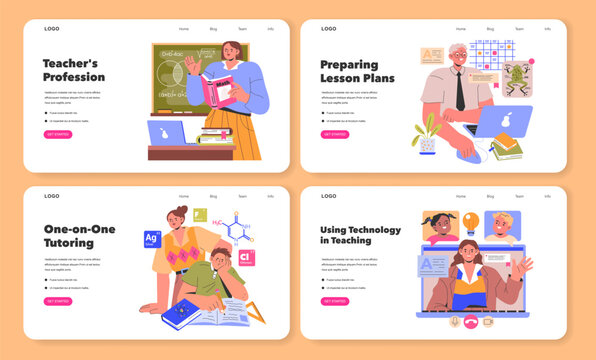 Teacher x27;s Profession. Flat Vector Illustration