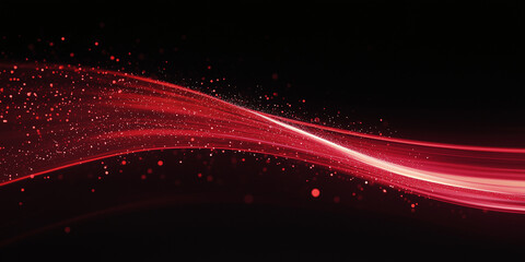 Red Neon Light Rail in Motion: Speeding Abstract Trails. Sci-Fi Cinematic Glow Burst with Futuristic Networking Lines. Bright Dynamic Light Capturing Speed and Fantasy.